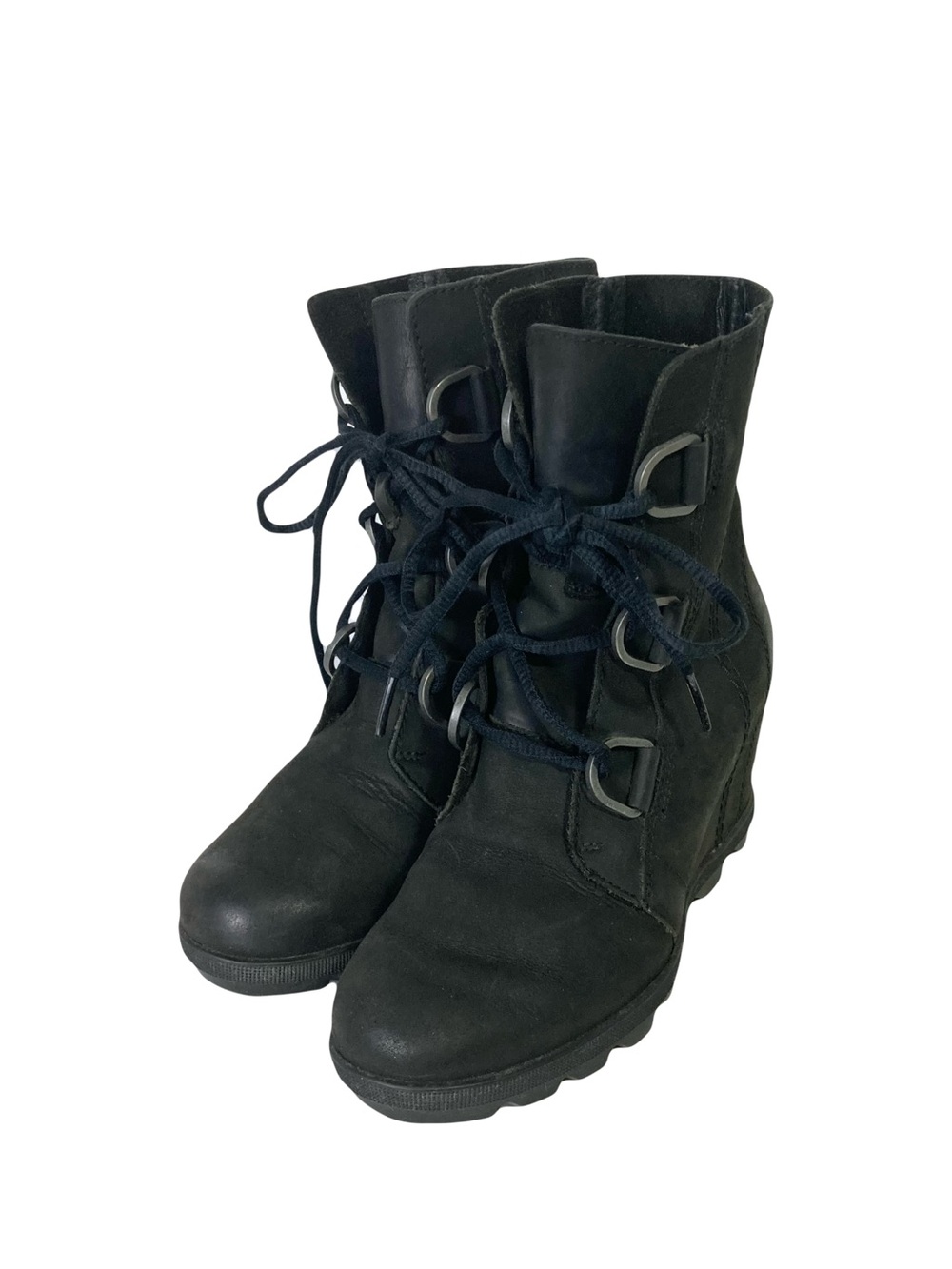 SOREL Joan Of Arctic II Wedge Boots Women US 5.5 Grey Nubuck-Leather Ankle